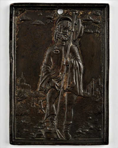 Galeazzo Mondella known as &quot;Moderno&quot; (1467-1528) - Saint Roch Bronze plaquette - Religious Antiques Style 