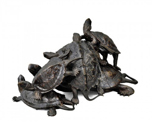 Okimono with turtles - Meiji period 