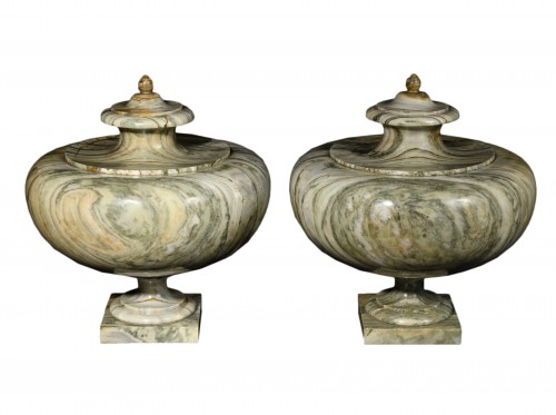 Pair of cipolin marble vases - 19th century