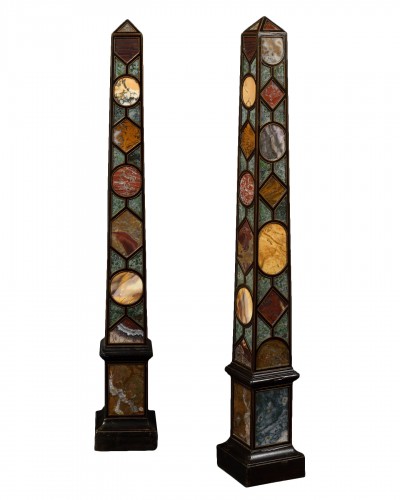 Renzo Mongiardino - Pair of obelisks in semi-precious stones 