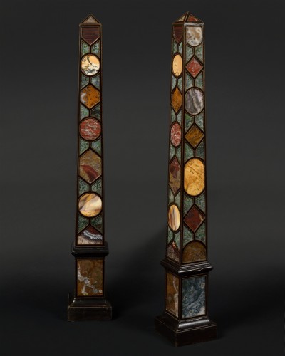 Renzo Mongiardino - Pair of obelisks in semi-precious stones  - Decorative Objects Style 