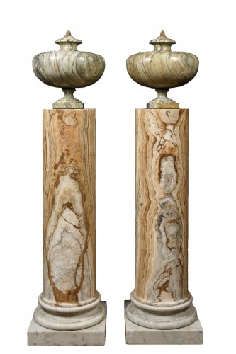 Paire de colonnes en albâtre rubané - XIXe siècle