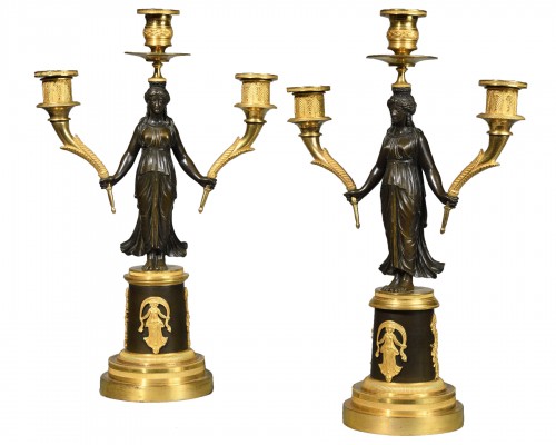 Pair of bacchantes candelabras - Empire period