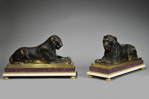 Paire de lionnes - Empire - Sculpture Style Empire