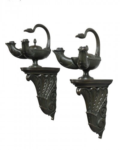 Pair of wall lights and oil lamps