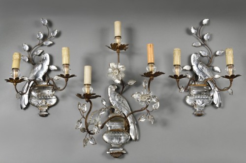 Trois appliques aux perroquets – Maison Baguès - Luminaires Style Années 50-60