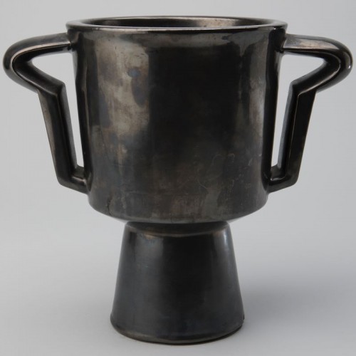 Vase "cratère" en terre lustrée noire - Paul Bonifas (1893-1967) - Céramiques, Porcelaines Style Art Déco