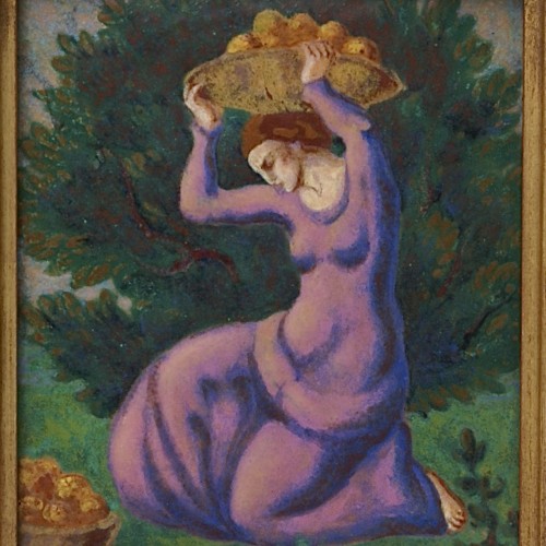 "La corbeille de fruits" émail sur cuivre  vers 1920 - Jean Henri Demole (1879-1950) - Objet de décoration Style Art Déco