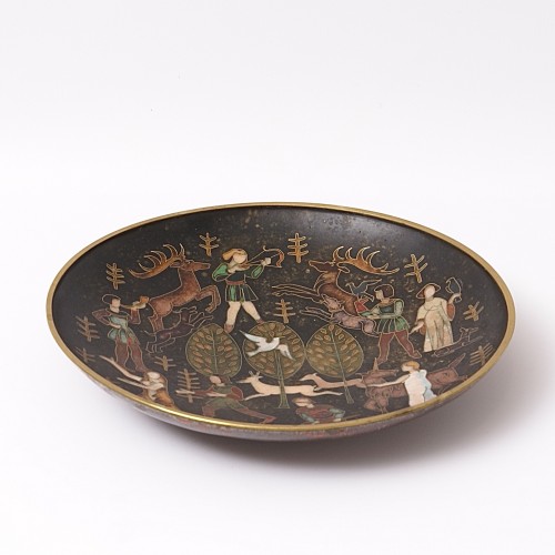 Decorative Objects  - &quot;Medieval Scene&quot; Enamel on Copper by Ragna Sperschneider (1928-2003)