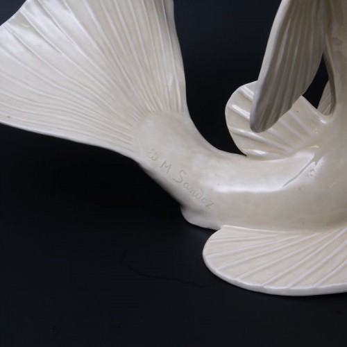 Antiquités - Vase sculpture art-déco d'Edouard MarcelSandoz en Porcelaine de Paris