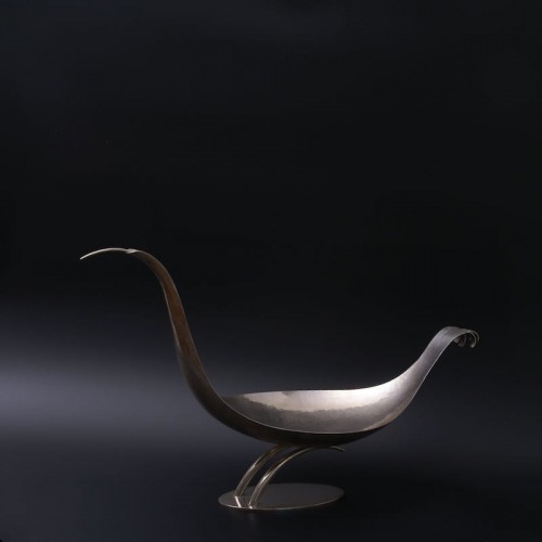 Grande coupe "oiseau" en laiton nickelé de Franz Hagenauer - Objet de décoration Style Années 50-60