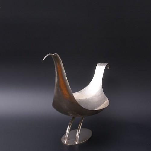 Grande coupe "oiseau" en laiton nickelé de Franz Hagenauer - Galerie Latham