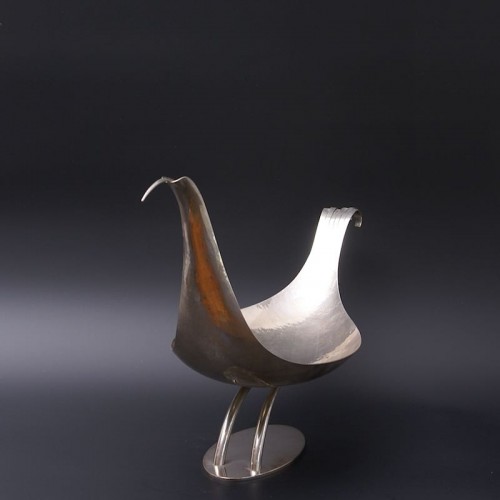 Large nickel plated Bird Bowl by Franz Hagenauer - 