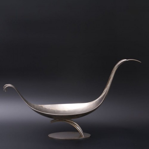 Large nickel plated Bird Bowl by Franz Hagenauer - 50