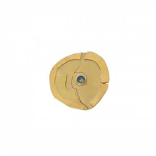 Broche asymétrique en or et opale, pièce unique de Kurt Neukomm, 1973