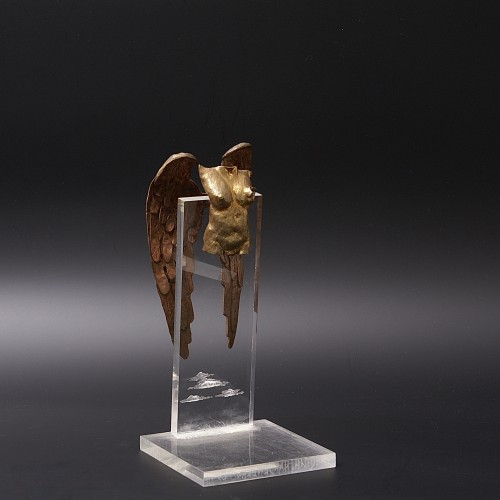 "Coeur brisé" sculpture en bronze doré de Torben Hardenberg - Sculpture Style Années 50-60