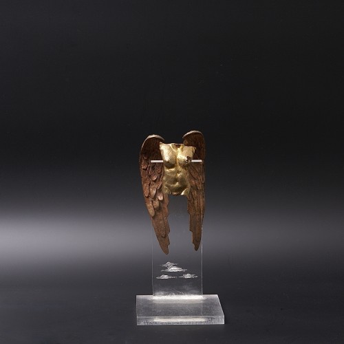 XXe siècle - "Coeur brisé" sculpture en bronze doré de Torben Hardenberg