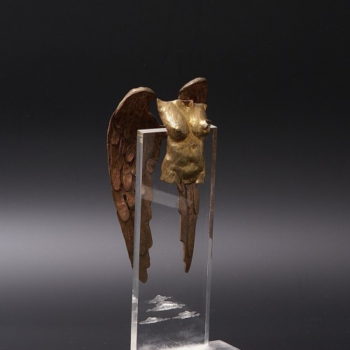 "Coeur brisé" sculpture en bronze doré de Torben Hardenberg - Années 50-60