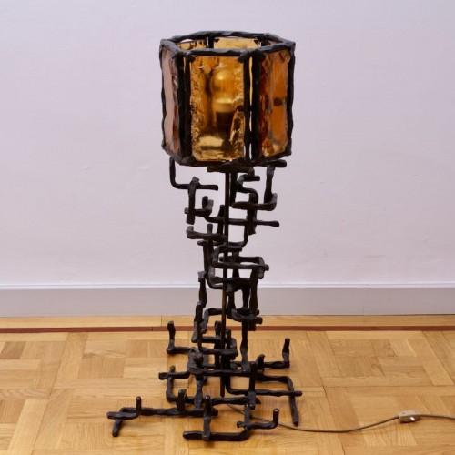 Lampe brutaliste de Marcello FANTONI (1915-2011)  - Luminaires Style Années 50-60