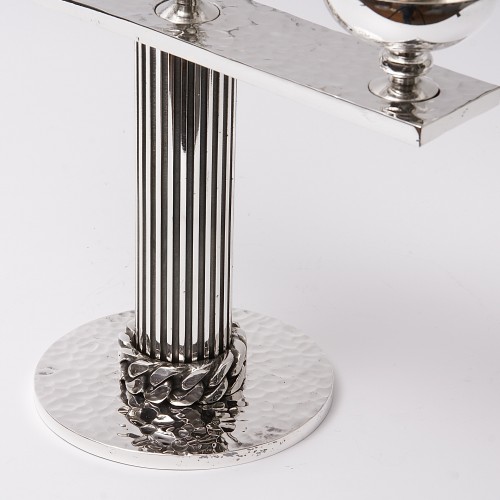 XXe siècle - Jean Després (1889-1980) - Paire de chandeliers en métal argenté