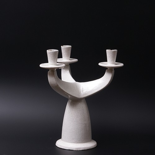 Paul Bonifas – Two Art-deco Glazed Earthenware Candelabras - 