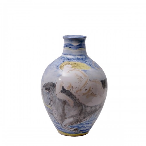 &quot;Rape of Europe&quot; large earthenware Vase by Pierre Roulot