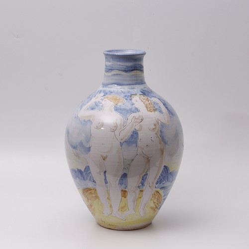 &quot;Rape of Europe&quot; large earthenware Vase by Pierre Roulot - 