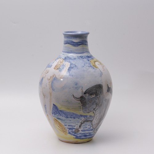 XXe siècle - "Enlèvement d'Europe" grand vase en faïence de Pierre Roulot