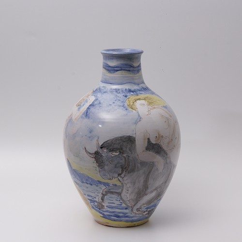 "Enlèvement d'Europe" grand vase en faïence de Pierre Roulot - Années 50-60