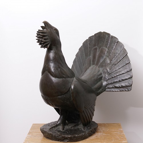 Antiquités - "Grand coq de bruyère" bronze à cire perdue de Robert Hainard, fonte Pastori