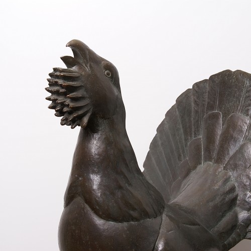 Antiquités - Large Bronze Rooster by Robert Hainard