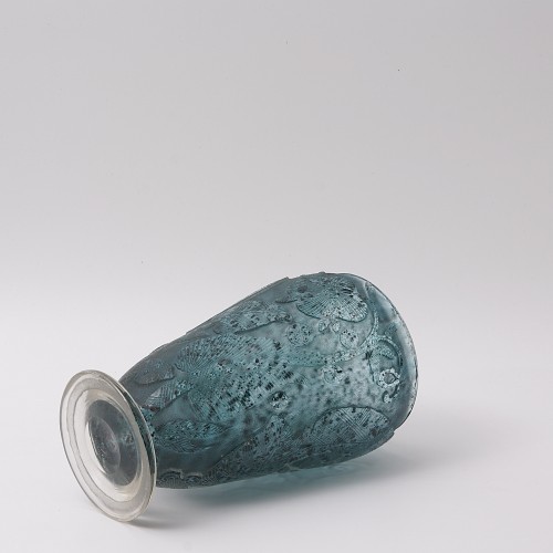 20th century - Deeply Acid Etched Art Deco Glass Vase by Moser &amp; Söhne Karlsbad