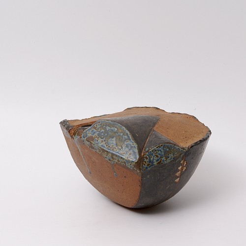 Enamelled, Incised and Gilded Sandstone Sculpture by Gerd Hiort Petersen - Sculpture Style 50
