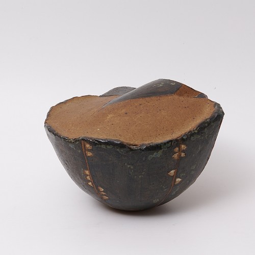 Enamelled, Incised and Gilded Sandstone Sculpture by Gerd Hiort Petersen - 