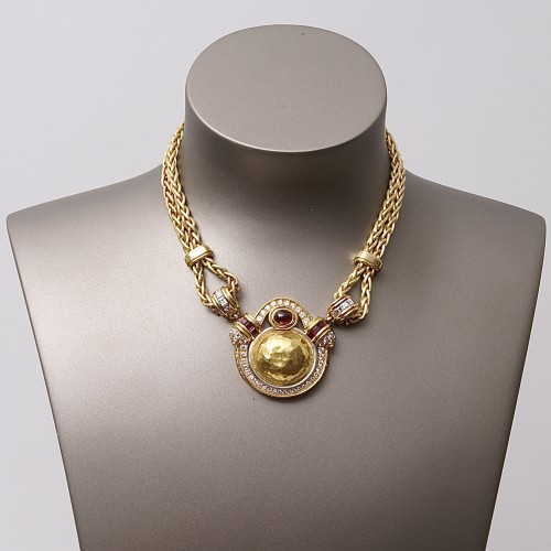 Maison Chaumet - Collier de la collection "Pierres d'or" design René Morin, vers 1985 - Bijouterie, Joaillerie Style Années 50-60