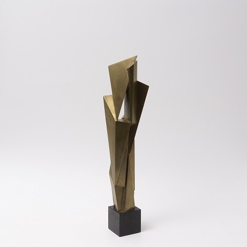 "Skulptur VII" sculpture en laiton et marbre de Hans Aeschbacher, 1960 - Sculpture Style Années 50-60