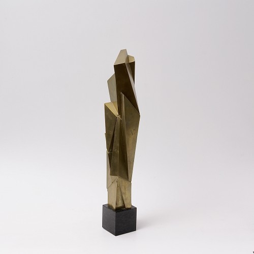 "Skulptur VII" sculpture en laiton et marbre de Hans Aeschbacher, 1960 - Galerie Latham