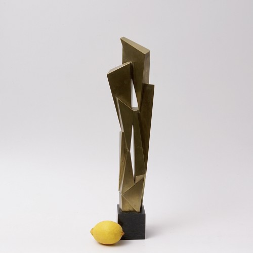Années 50-60 - "Skulptur VII" sculpture en laiton et marbre de Hans Aeschbacher, 1960