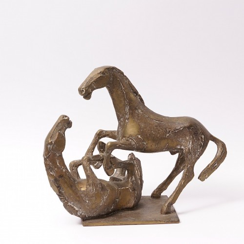 Sculpture  - Two Stallions - Pierre Siebold (1925 - 2012) 