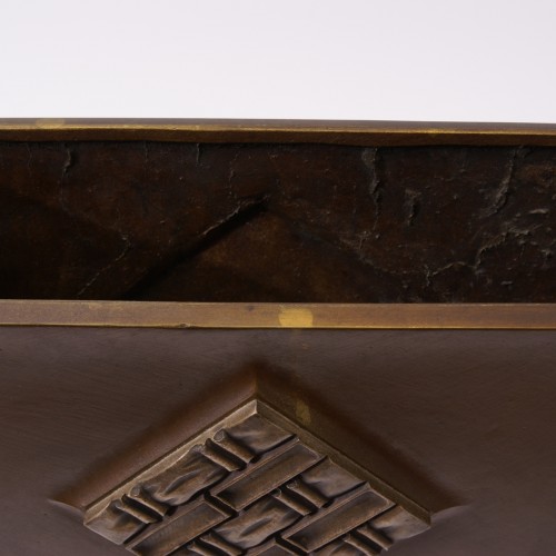 Vase art-déco en bronze et bois - Paul Bonifas - Art Déco