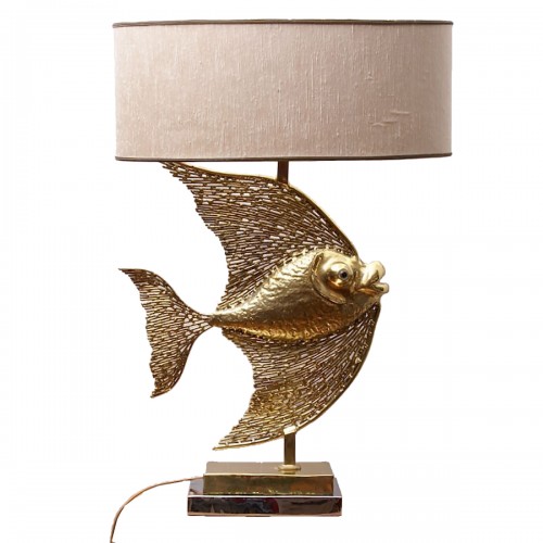 Unique Jacques Duval Brasseur Brass Fish Lamp