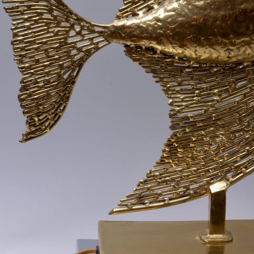 Unique Jacques Duval Brasseur Brass Fish Lamp - 