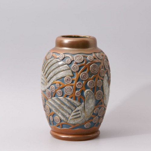 Art deco Sandstone Vase by Mougin Frères design Géo Condé - Porcelain & Faience Style Art Déco