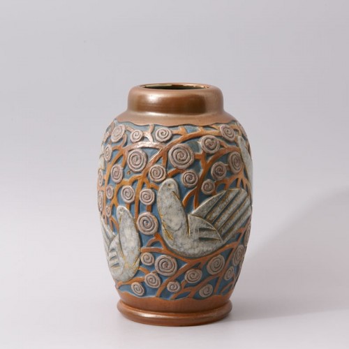 Porcelain & Faience  - Art deco Sandstone Vase by Mougin Frères design Géo Condé