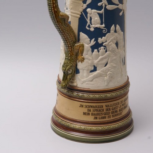Napoléon III - Very large Mettlach Beer Mug illustrating an old drinking Song
