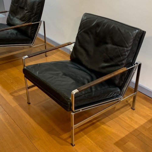 Vintage Leather and Metal Lounge Chairs by Kastholm and Fabricius 1968 - 50