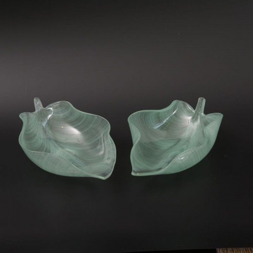 Pair of Venini Glass Leaves designed by Tyra Lundgren - Glass & Crystal Style Art Déco