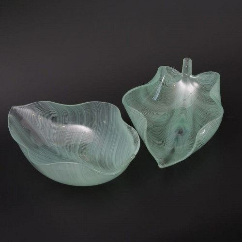 Glass & Crystal  - Pair of Venini Glass Leaves designed by Tyra Lundgren