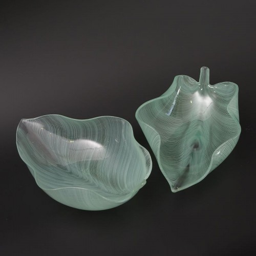 Pair of Venini Glass Leaves designed by Tyra Lundgren - 
