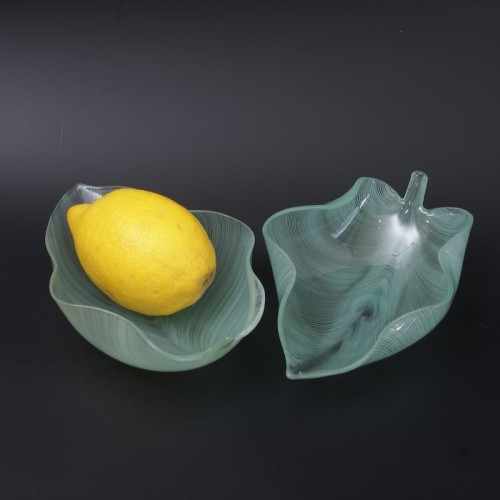 Pair of Venini Glass Leaves designed by Tyra Lundgren - Art Déco